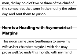 Diagram of text showing how the basic leading is retained with a heading and asymmetrical margins